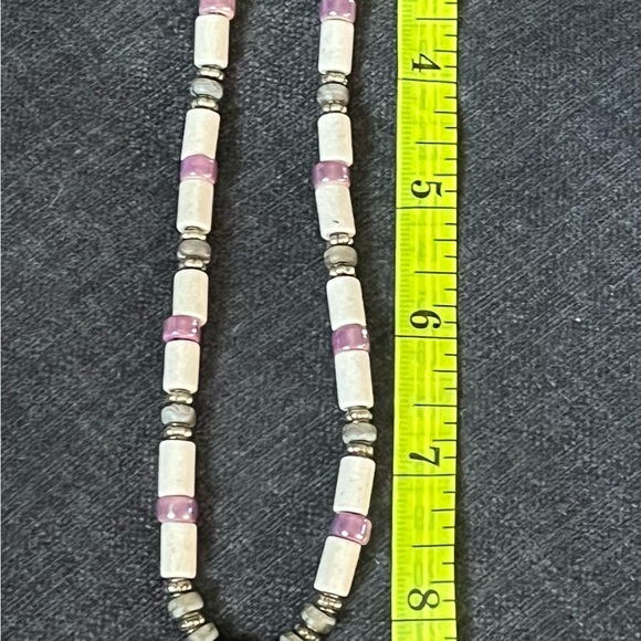 Elegant Beaded Necklace with Purple and Silver Accents - Picture 2 of 5